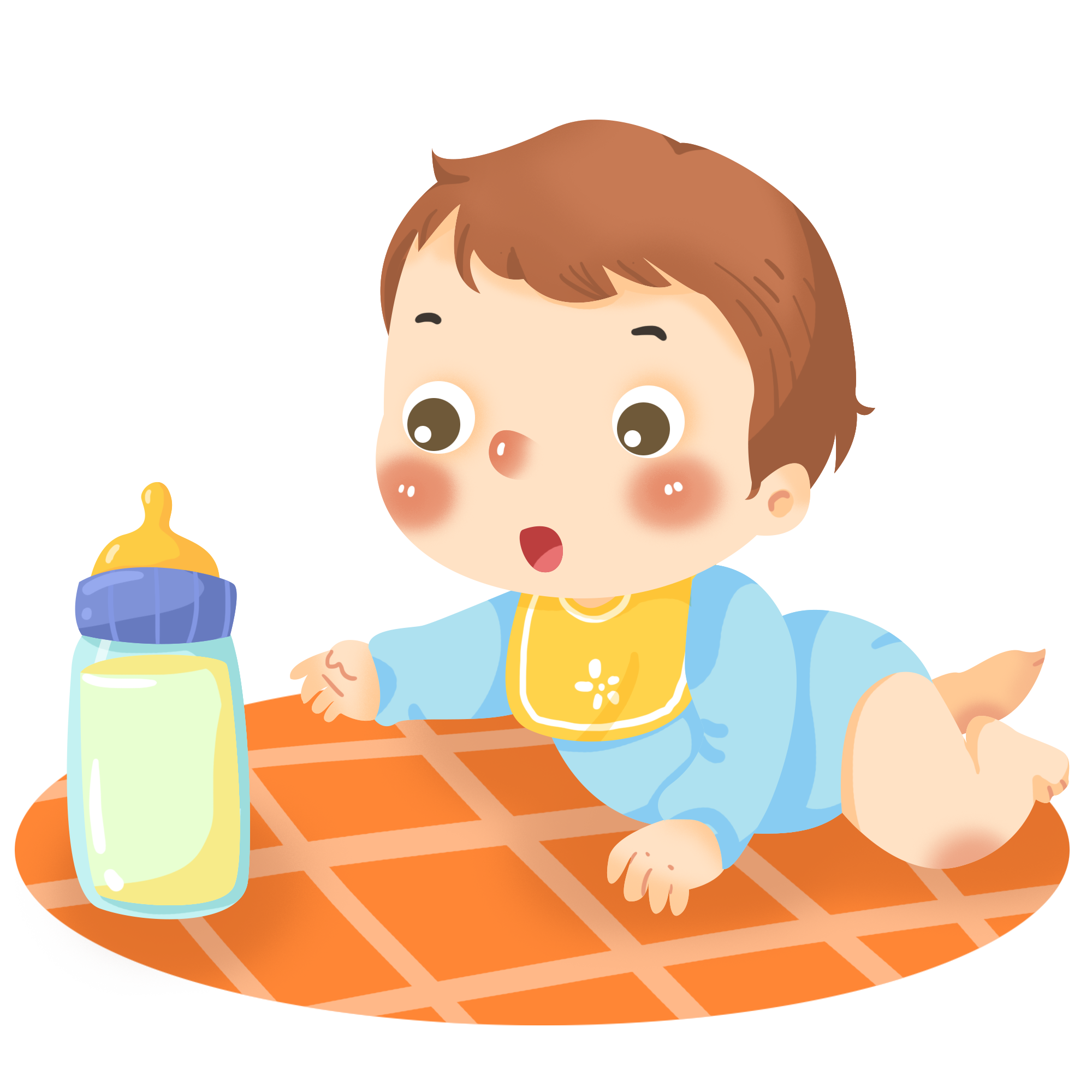 攝圖網_401514190_手繪卡通爬向奶瓶的嬰兒寶寶（企業商用）.png